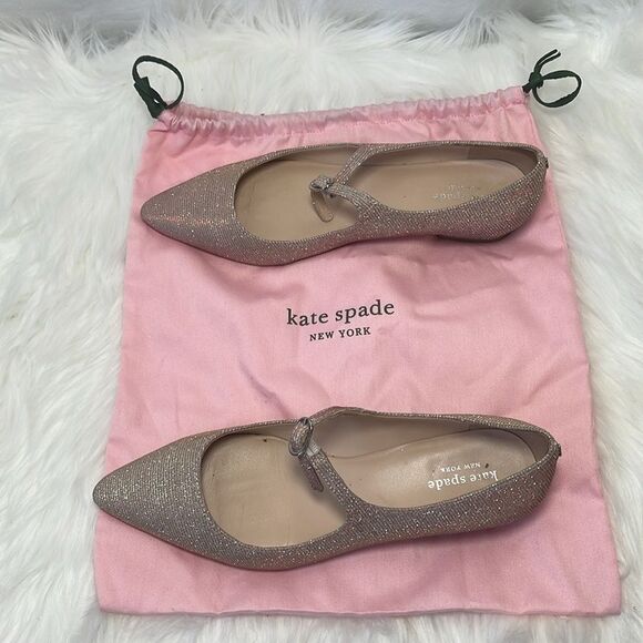 Kate Spade New York Mallory Pink Metallic Mary Jane Flats Sz 9 W/Dust Bag - Picture 8 of 8